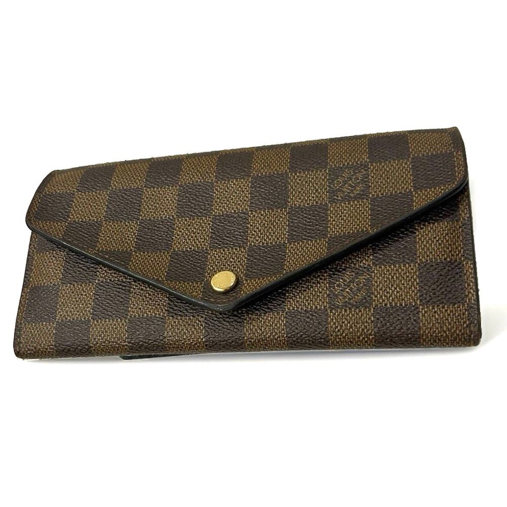 Authentic Louis Vuitton Sarah Wallet Damier Ebene Red Entrupy COA